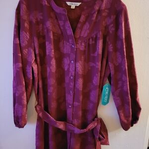 The Pioneer Woman Burgundy Floral Midi Dress